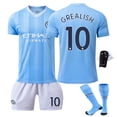 thumbnail image 3 of Mens/Youths Manchester City home stadium fan football uniform set, including jersey, pants, socks and protective gear, 3 of 6