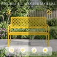 thumbnail image 6 of Dovov Oversized Outdoor Bench, Modern Patio Bench Steel Garden Bench Metal Bench Loveseat with Geometric Backrest, Yellow, 6 of 11