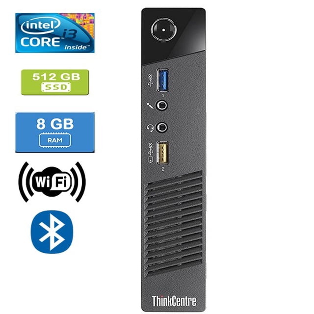Remis à Neuf : LENOVO M73 TINY Intel Core i3-4130T 2,00 GHz, 8 Go, 512 Go SSD, Win 10 Home