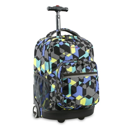 J World Sunrise 18" Rolling Backpack - Cubes