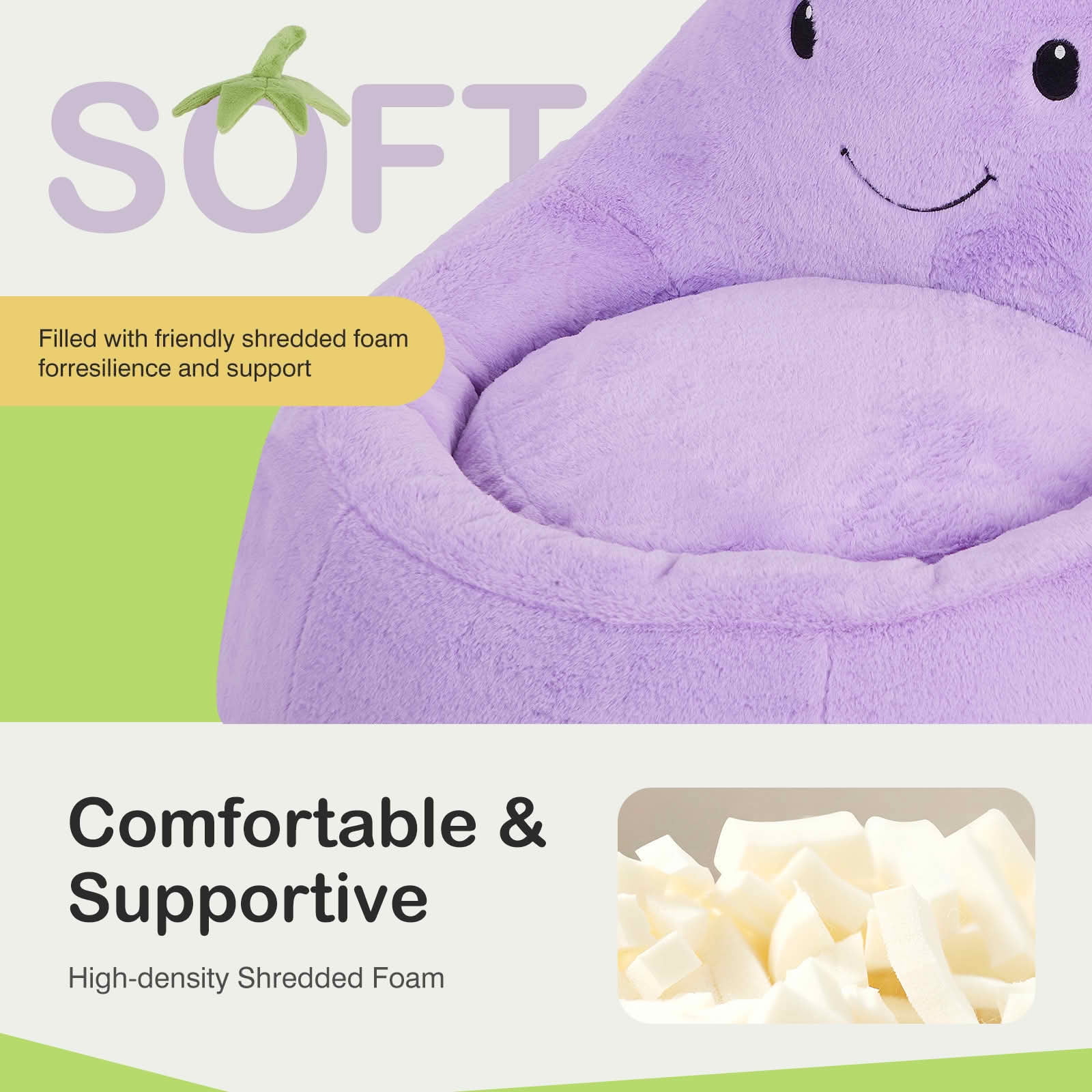 MAYEERTY Toddler Children's Bean Bag Chair Artificial Rabbit Fur Cover Teenager Filled Sofa