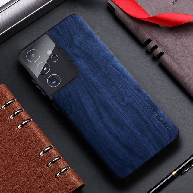 Bamboo Wood Pattern Leather Back Cover For Samsung Galaxy S21 S22 S20 Ultra Plus FE Phone Case