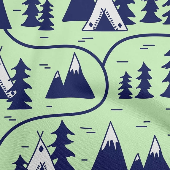 oneOone Velvet Light Green Fabric Mountain Pattern Fabric For Sewing Printed Craft Fabric By The Yard 58 Inch Wide