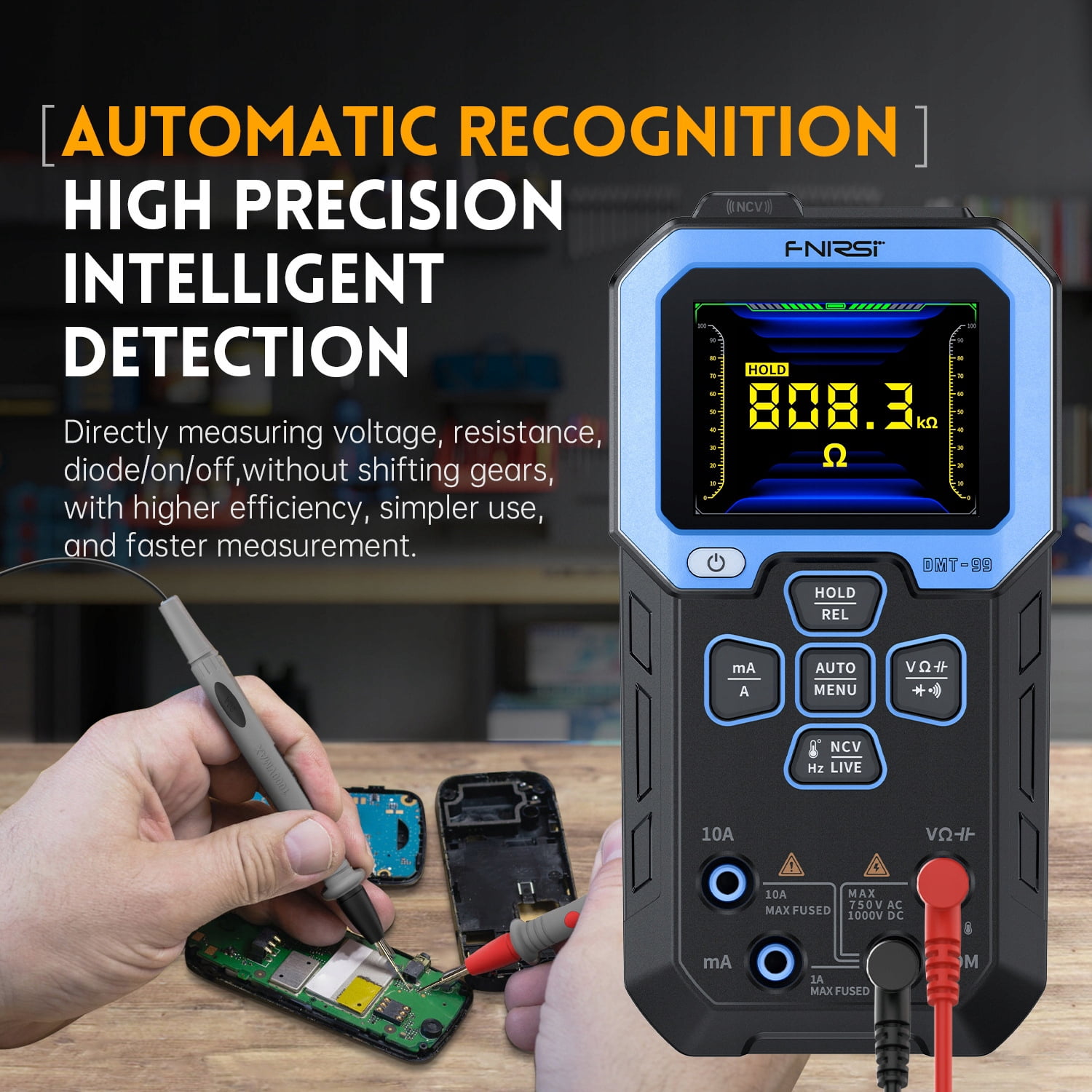 DMT-99 multimeter digital high-precision intelligent anti-burning multi-function automatic digital display electrician