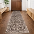 thumbnail image 3 of GLATTICE Runner Rug 2x6 Non Slips Rug Runner Super Soft Kitchen Runner Rug Printed Faux Wool Floral Thin Blue Rugs for Hallway Entryway Laundry Room Bedroom, Rust Brown Red, 3 of 7