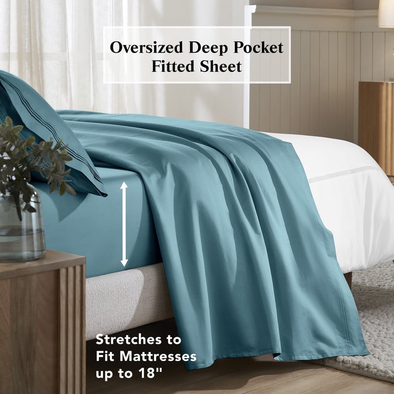 Superior Egyptian Cotton Deep Pocket 650 TC Sheet Set, Twin XL, Caribbean