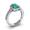 thumbnail image 2 of SuperJeweler 1 1/2 Carat Octagon Shape Created Emerald and Halo Diamond Ring In Sterling Silver For Women, 2 of 6