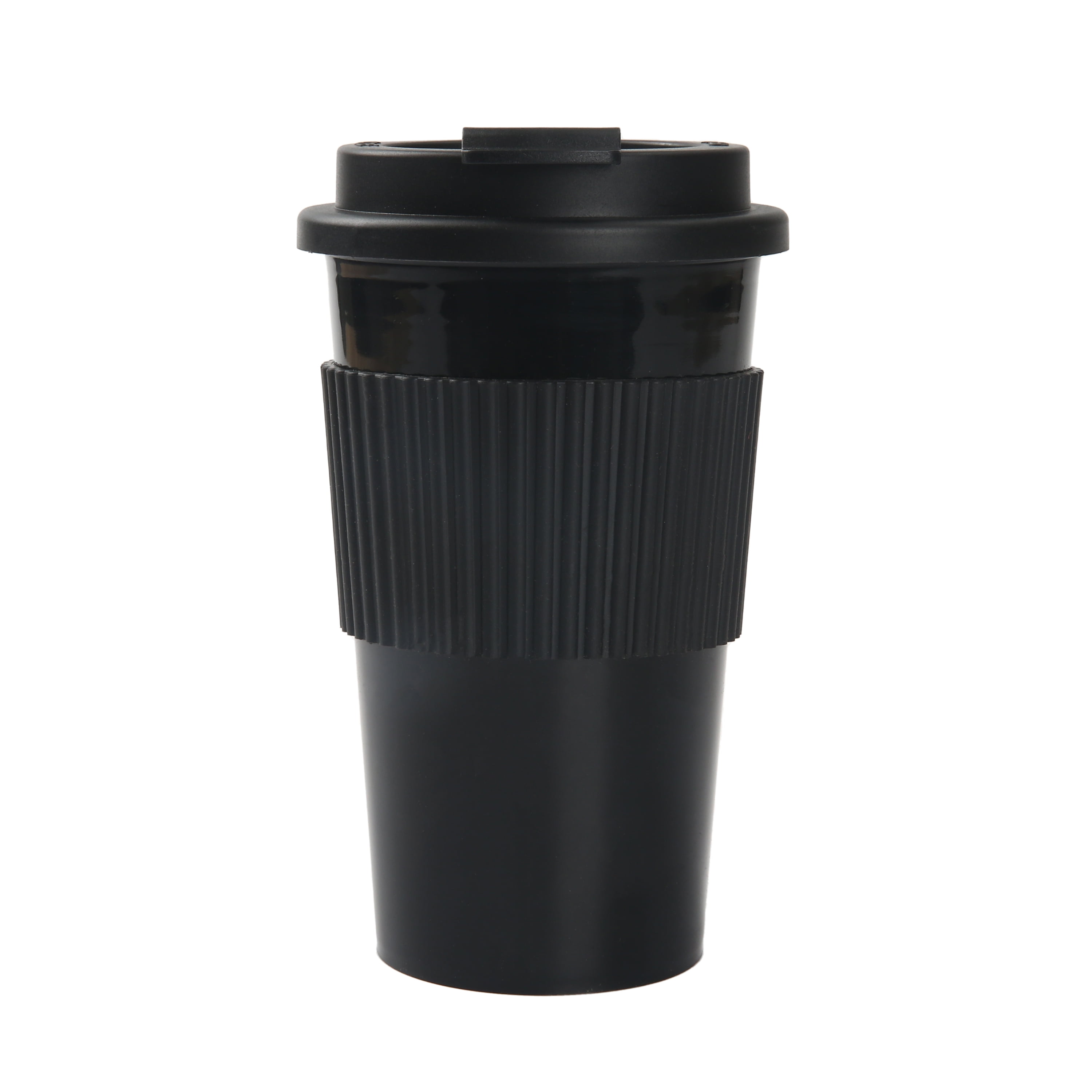 (8 pack) Mainstays 18oz Rich Black Plastic Travel Coffee Cup with Lid