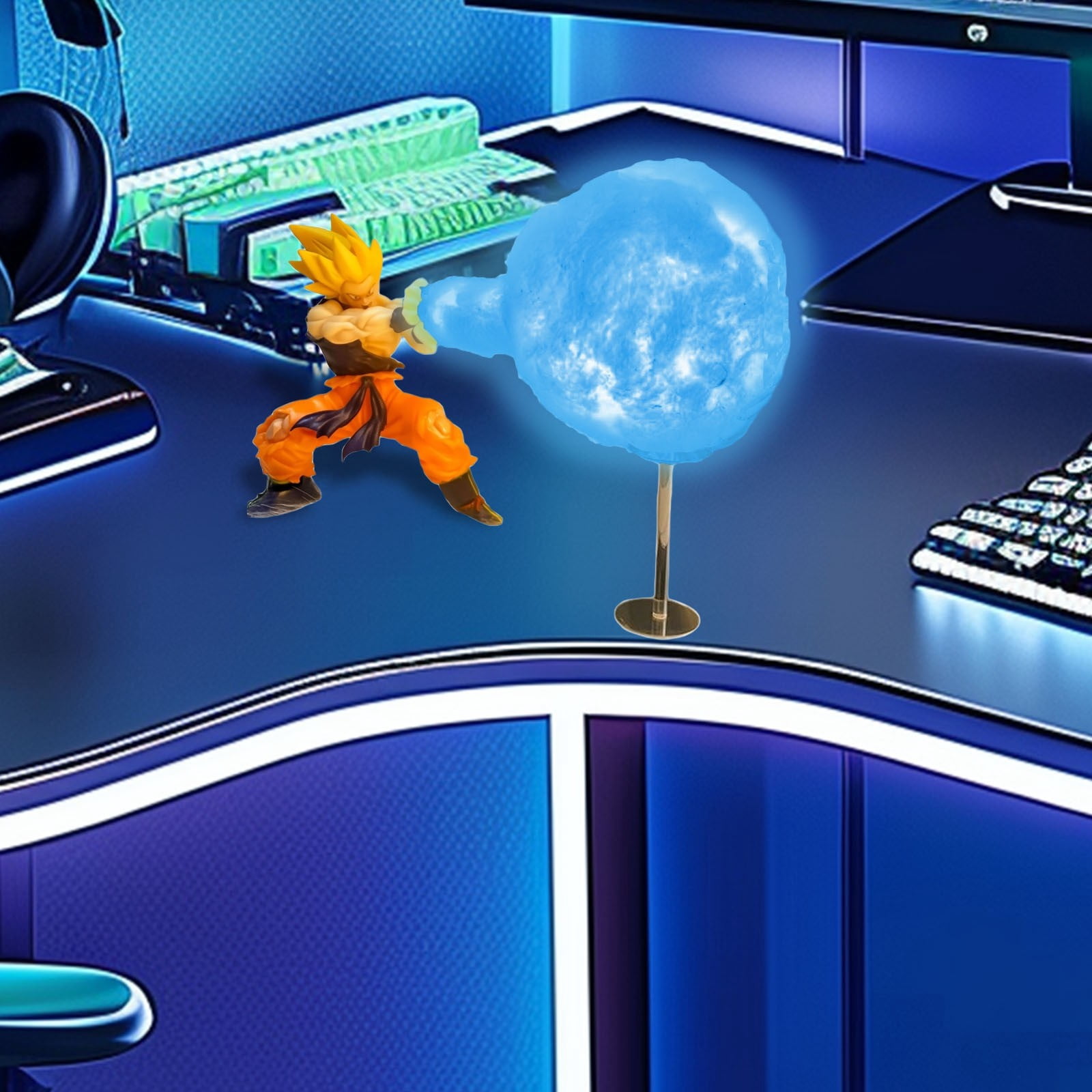 Dragon Ball Anime Character Night Light Figurine Decorative Led Lamp Son Goku Toys Peripheral Desktop Ornament-Son Goku C Blue