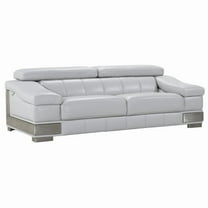 92" Lovely Light Grey Leather Sofa