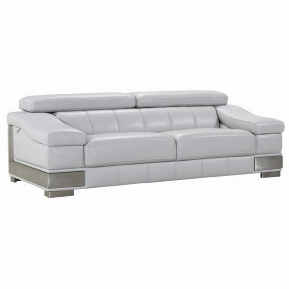 92" Lovely Light Grey Leather Sofa