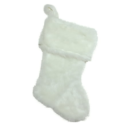 - 20” Ivory White Super Soft Faux Fur Decorative Christmas Stocking