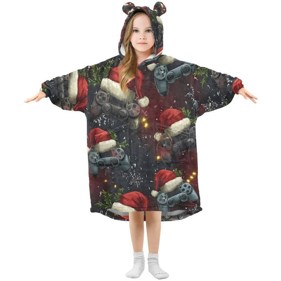 joogoo Wearable Blanket Hoodie for Game Controller Christmas Oversized Sherpa Hooded 3-14 YR M