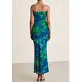 thumbnail image 2 of Vestido largo PRETTYGARDEN para mujer, ajustado sin tirantes, verde y floral, 2 of 9