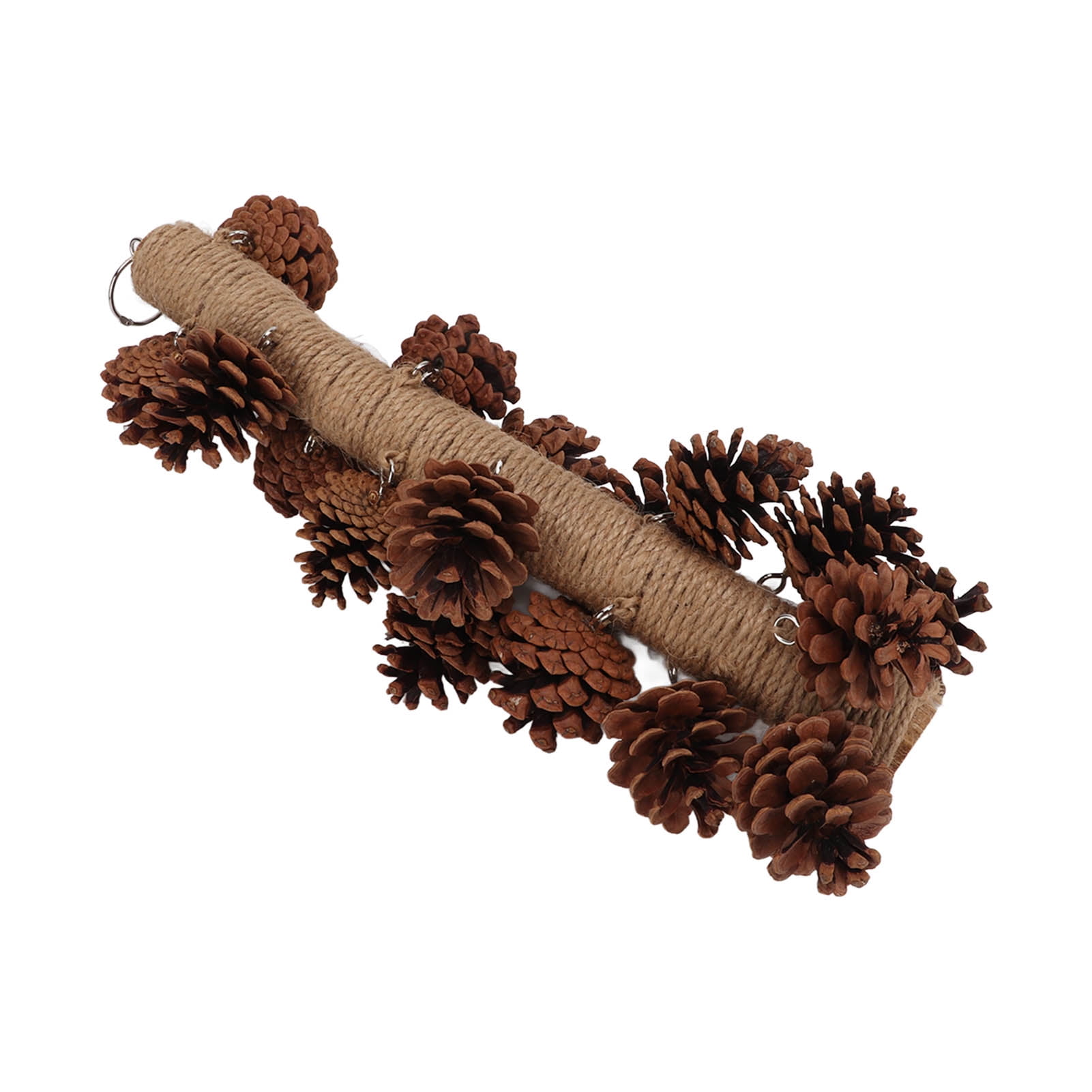 YAHHU Birds Bite Toy Wooden Pine Cone Hanging Parrots Beak Grinding Toy with Metal Hook for Cage 15.75 inches / 40 cm Natural Molar Chew Accessory for Macaws Cockatoos