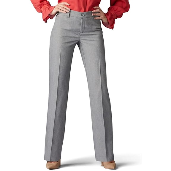 Lee Womens Flex Motion Regular Fit Trouser Pant 12 Ash Heather