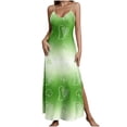 thumbnail image 2 of PNTUTB St. Patrick's Day Fashion Women's Print Casual V Neck Sleeveless Split Hem Loose Comfort Strapless Maxi Dress, 2 of 6