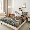 thumbnail image 4 of Castle Fairy Boys Girls Flowers Safari Leopard Twin Sheet Sets 3pcs,Chic Floral Animal Cheetah Twin Fitted Sheet Microfiber,Retro Vintage Aesthetic Breathable Flat Sheet,Microfiber Bedroom Decor, 4 of 7