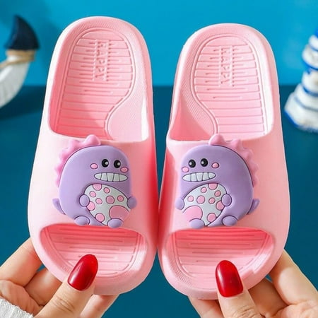 

Elaydool Cartoon Dinosaur Slippers For Boys Girls Summer Kids Beach Shoes Baby Home Bathroom Soft Indoor Flip Flops Children Sandals