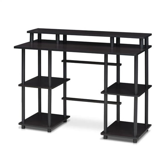 Furinno 17045EX-BK Turn-N-Tube Computer Desk with Top Shelf - Espresso & Black