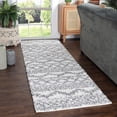 thumbnail image 2 of Geometric Bohemian Plush Shag Indoor Runner Rug, Black/Cream, 2' 7" x 8', 2 of 7