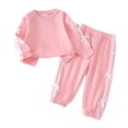 thumbnail image 7 of Likimi Child Toddler Girls Outfit Set Long Sleeve Bow Print Crew Neck Sweatshirt With Pants Soft Clothes Set Size 2-3 Years, 7 of 7