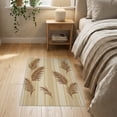 thumbnail image 3 of ODIKA Beige Striped Cream Botanical Frond Rectangular Fronds Large Stain Resistant Thin Throw for Entryway, Kitchen, Laundry Room, 3 of 7