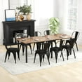 thumbnail image 2 of Costway Stackable Metal Dining Chairs Set of 4 w/ Backrest & PU Leather Padded Seat Black, 2 of 10