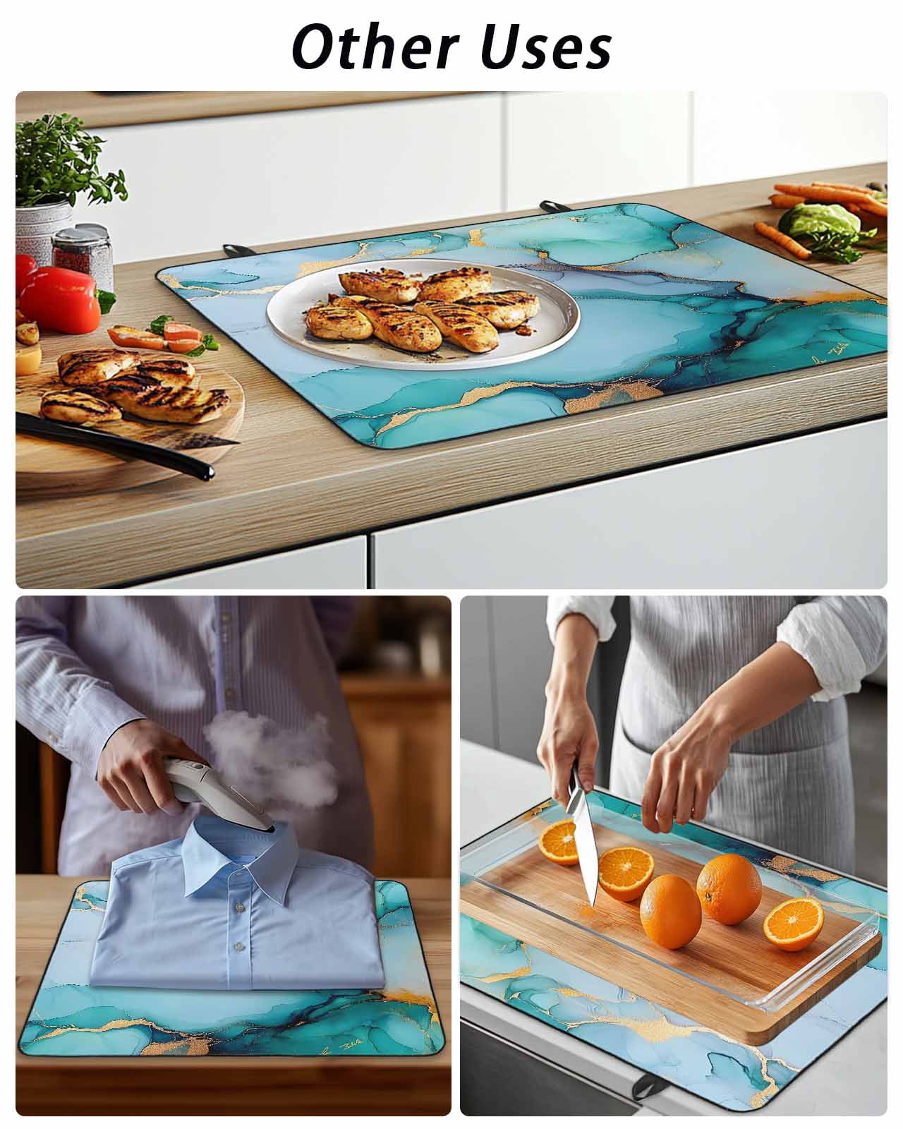 Stove Top Covers for Electric Stove, Turquoise Marble Glass Stovetop Cover Protector, Abstract Green Modern Luxury Cracks Induction Cooktop Protector Oven Mat for Kitchen Countertop 24"x21"