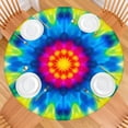 thumbnail image 2 of Colorful Tie Dye Mandala Pattern Round Fitted Tablecloth with Elastic Edge,Dining Table Cover Waterproof,Outdoor Round Tablecloth for Camping,Dining,Indoor and Outdoor, 2 of 7