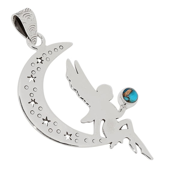 Fairy Of Universe-Composite Copper Blue Turquoise 925 Silver Pendant ALLP-19068