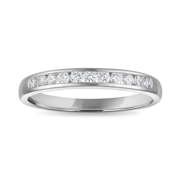 Brilliance Fine Jewelry Women's 1/4 CTW Lab Grown Diamond - channel setting Wedding Band, 10K White Gold