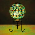 thumbnail image 3 of Alpine Corporation Solar 10" Peacock Feather Mosaic Gazing Globe w/Metal Stand, 3 of 5