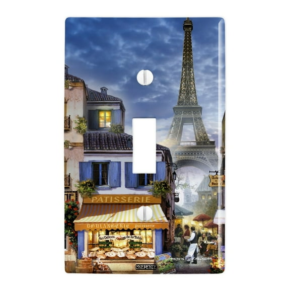 Old Paris France Eiffel Tower Plastic Wall Decor Toggle Light Switch Plate Cover