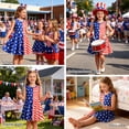 thumbnail image 4 of Benylion Girls 4th of July Dress Toddler American Flag Sundress Kids Patriotic Outfit for 6-7 Years, 4 of 7