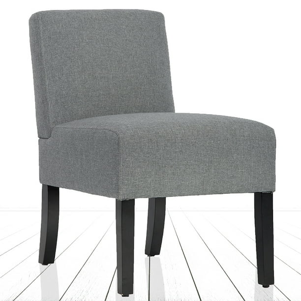 Modern Design Fabric Armless Accent Dining Chairs With Solid Wood Legs