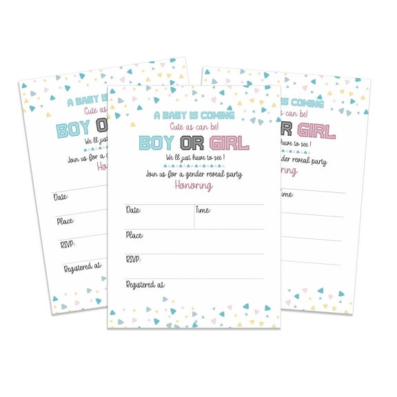 Inkdotpot 30 Fill In StyleBaby Shower Invitation Cards Gender Reveal Its a Boy Its a Girl Blank Invites