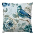 thumbnail image 4 of 4 Pieces Blue Style Ink Flower Bird Linen Pillow Cover Car Sofa Cushion, 4 of 5