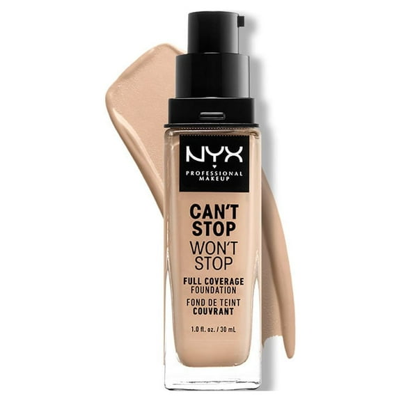 NYX Professional Makeup Can't Stop Won't Stop 24hr Full Coverage Liquid Foundation, Matte Finish, Waterproof, Vanilla, 1 fl oz