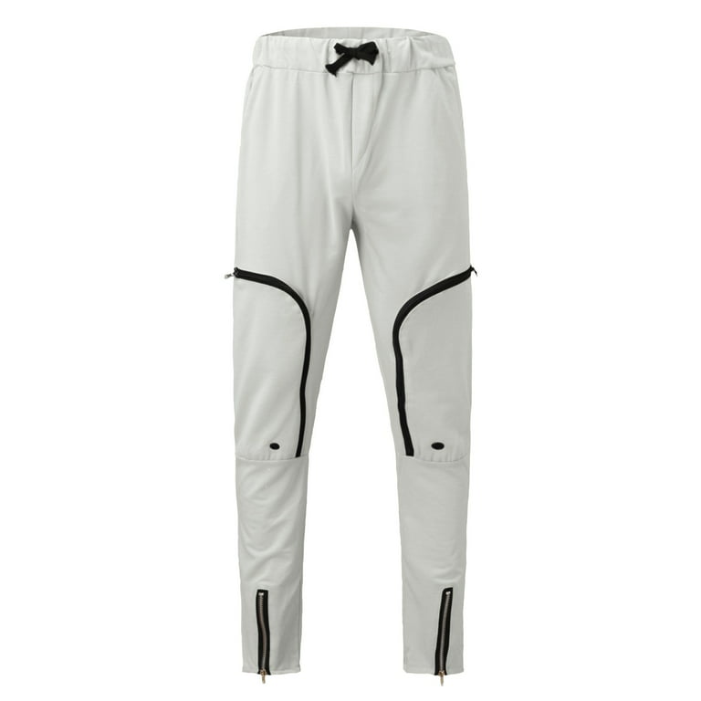 eczipvz Men'S Pants Men's Sweatpants with Zipper Pockets Open Bottom Pants  for Jogging, Workout, Gym, Running, Training White,XXL