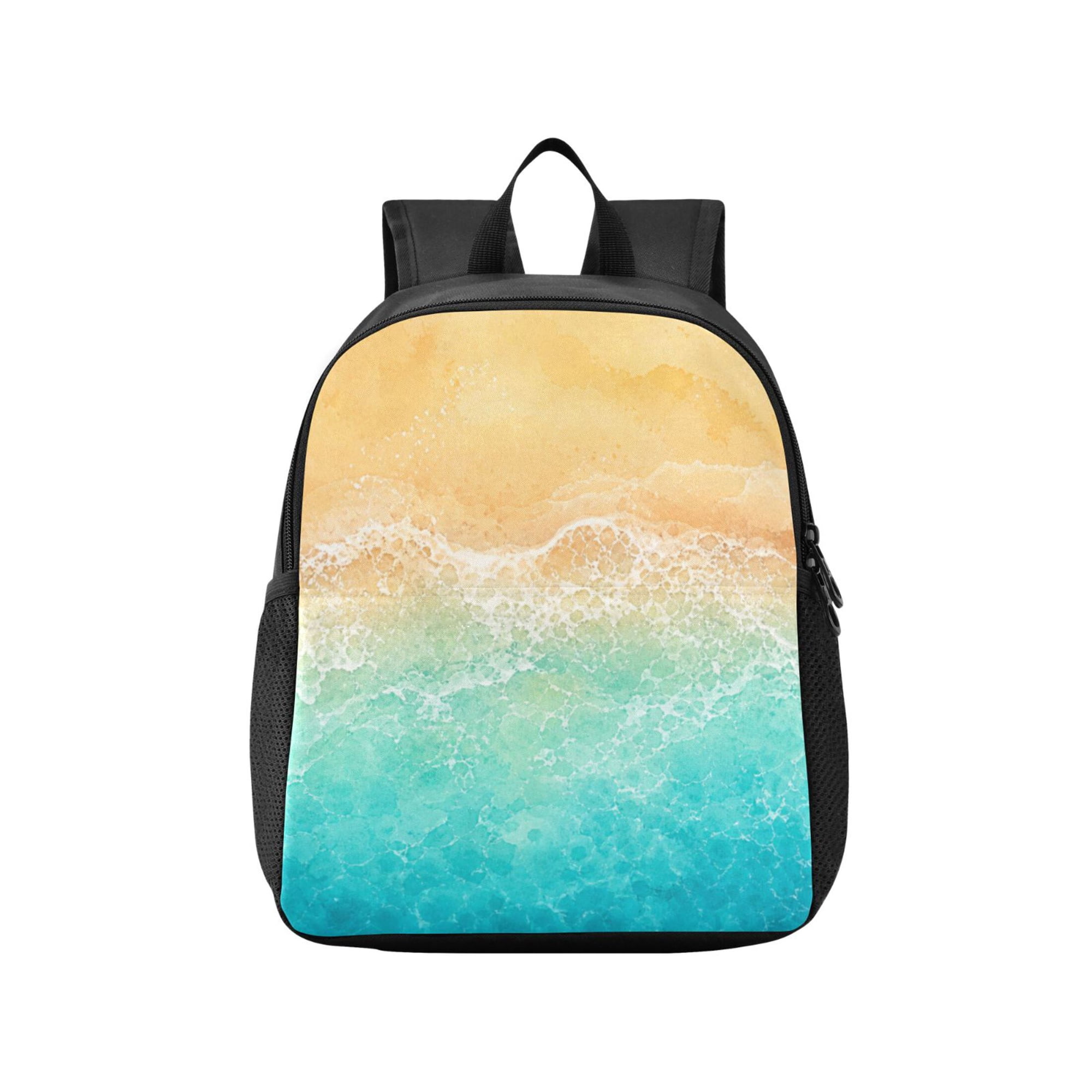 Toddler Backpack Nature Beach Wave Watercolor Waterproof Lightweight Backpack Casual Mini Daypack for Daycare & Travel