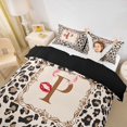 thumbnail image 3 of Catabedysis Brown Leopard Pattern Bedding,Princess Bows Alphabet P Design Duvet Cover Full For Girls,Black Reversible,3-Piece,1 Duvet Cover and 2 Pillowcases, 3 of 6