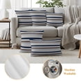 thumbnail image 5 of Outdoor Pillow Covers 26x26 Set of 2, Grey Navy Blue Striped Waterproof Patio Throw Pillow Covers for Couch Sofa Chair, Farmhouse Stripes Modern Abstract Art Decorative Pillowcases for Throw Pillows, 5 of 9