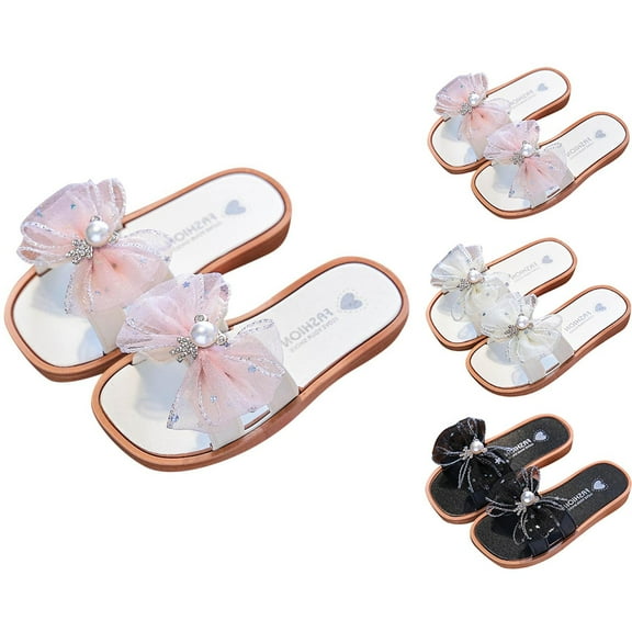 Eltusu Girls Slide Sandals, No Slip Holiday Beach Open Toe Summer Shoes Pink Size 3 T
