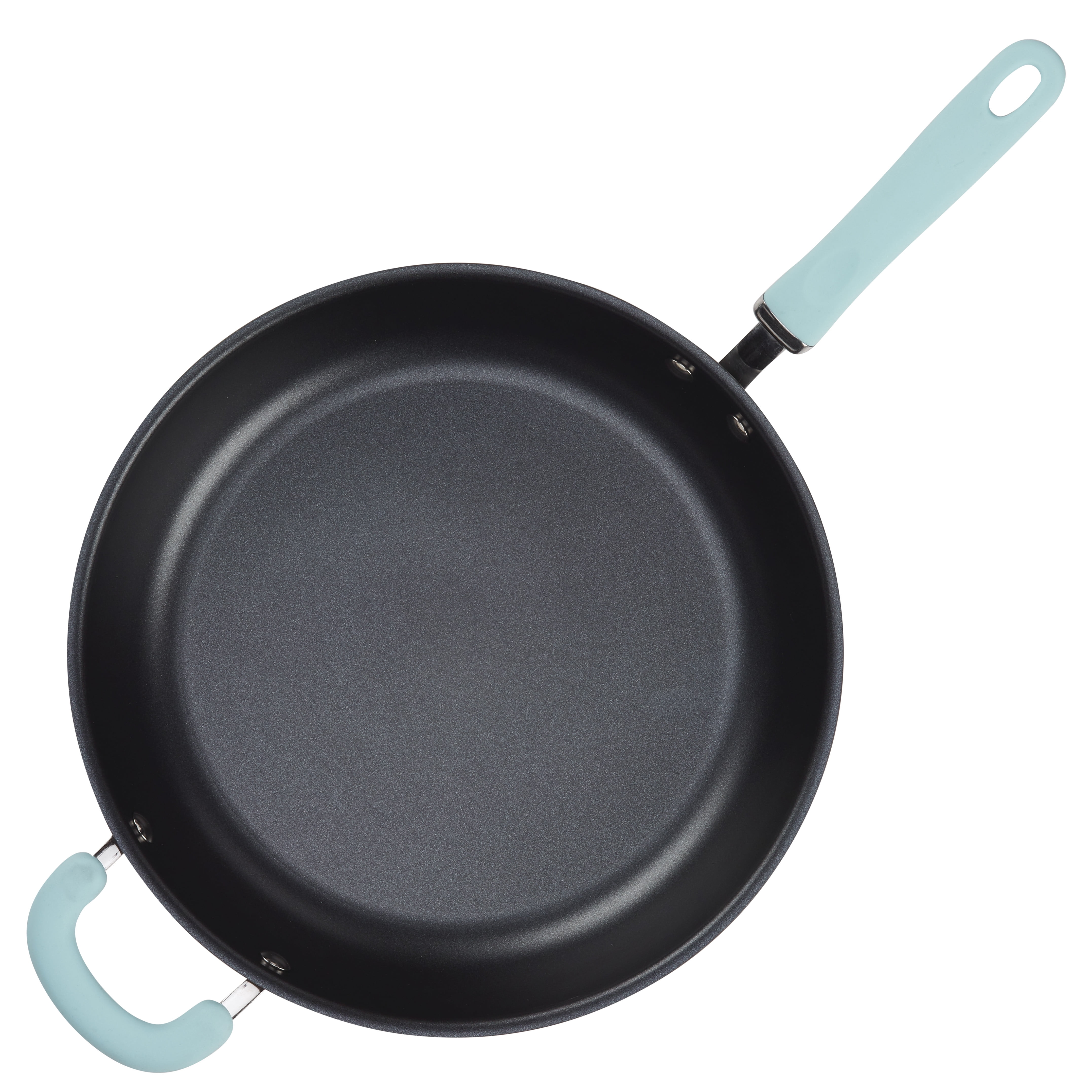Rachael Ray Create Delicious 12.5" Nonstick Deep Frying Pan, Light Blue Handle