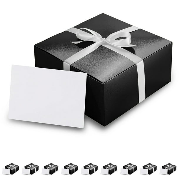 10 Gift Boxes with Lids 8x8x4 Inches, Black Groomsmen Gift Boxes, Paper