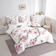 thumbnail image 3 of Manfei Oriental Cherry Twin Bedding Sets 7-Piece,Cute Bird Butterfly Bedding Comforter Set,Pink White Sheet Sets For Girl Kids,Ultra Soft Home Decor,Reversible, 3 of 8