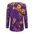 thumbnail image 4 of Mardi Gras Shirts Womens Sequins Glitter Long Sleeve Graphic Tee Sparkly V Neck Holiday Blouse Purple Pink S, 4 of 6