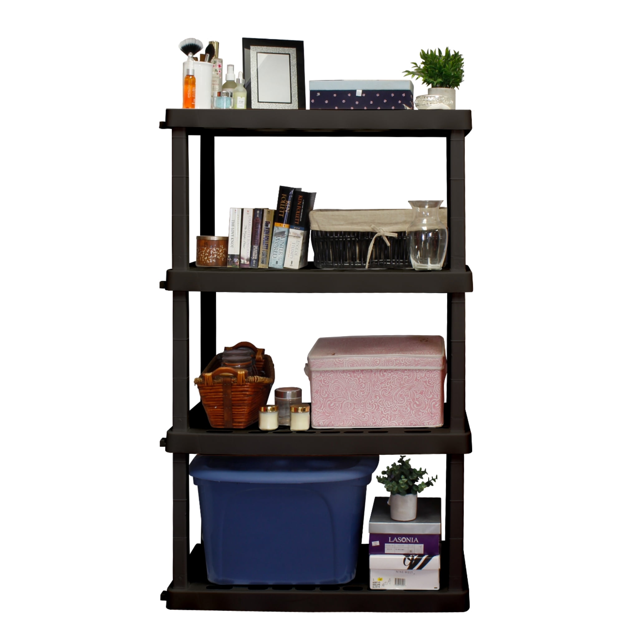 Hyper Tough Garage Shelving Unit Heavy Duty 4-Tier 56"H x 18"D x 36"W 2-Pack Black-600 lb Total Capacity