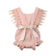 thumbnail image 1 of Infant New Born Girls Pure Romper with Ruffled Sleeves Big Bow, 1 of 9